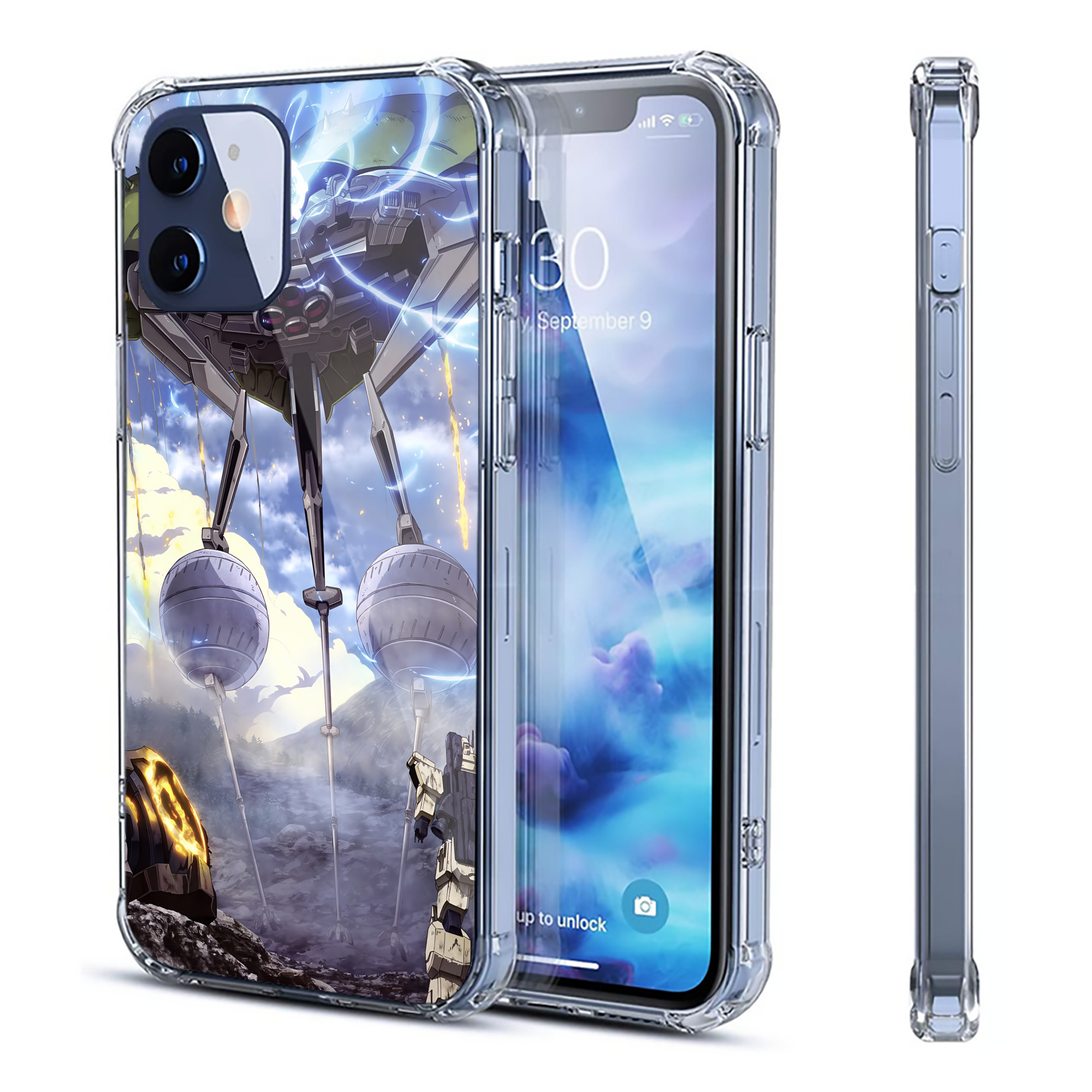 （画像用） 機動戦士ガンダム Mobile Suit Gundam 【iPhone 12シリーズ対応】透明スマホケース（クリアソフトケース）